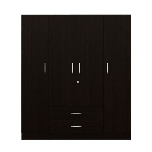 Organza Plus 4 Door Wardrobe with Drawer and 1 Hanging Space | Without Mirror | (Wenge)